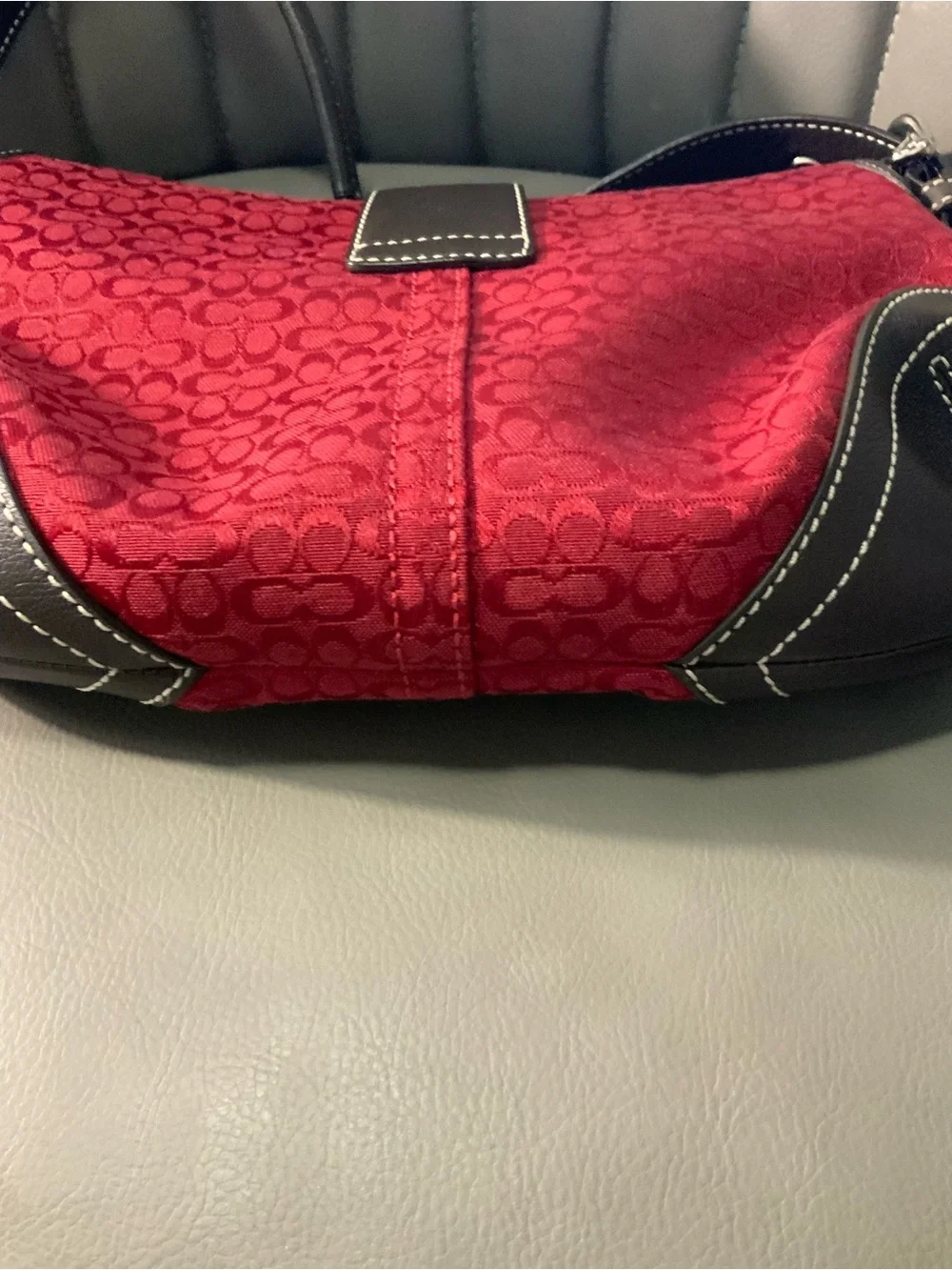 Vintage Coach Red Signature C Jacquard Soho Small Flap Shoulder Bag
